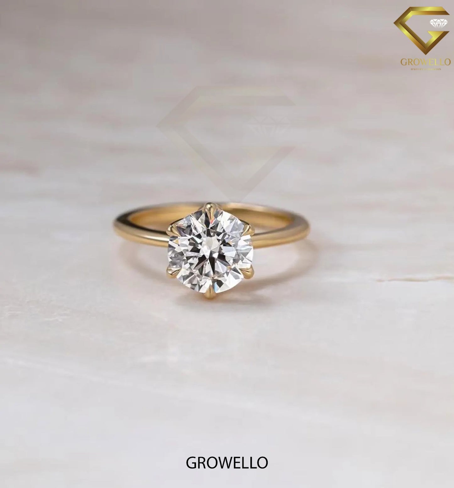3 CT round lotus crown solitaire, cathedral band, solid gold, lab-grown or moissanite