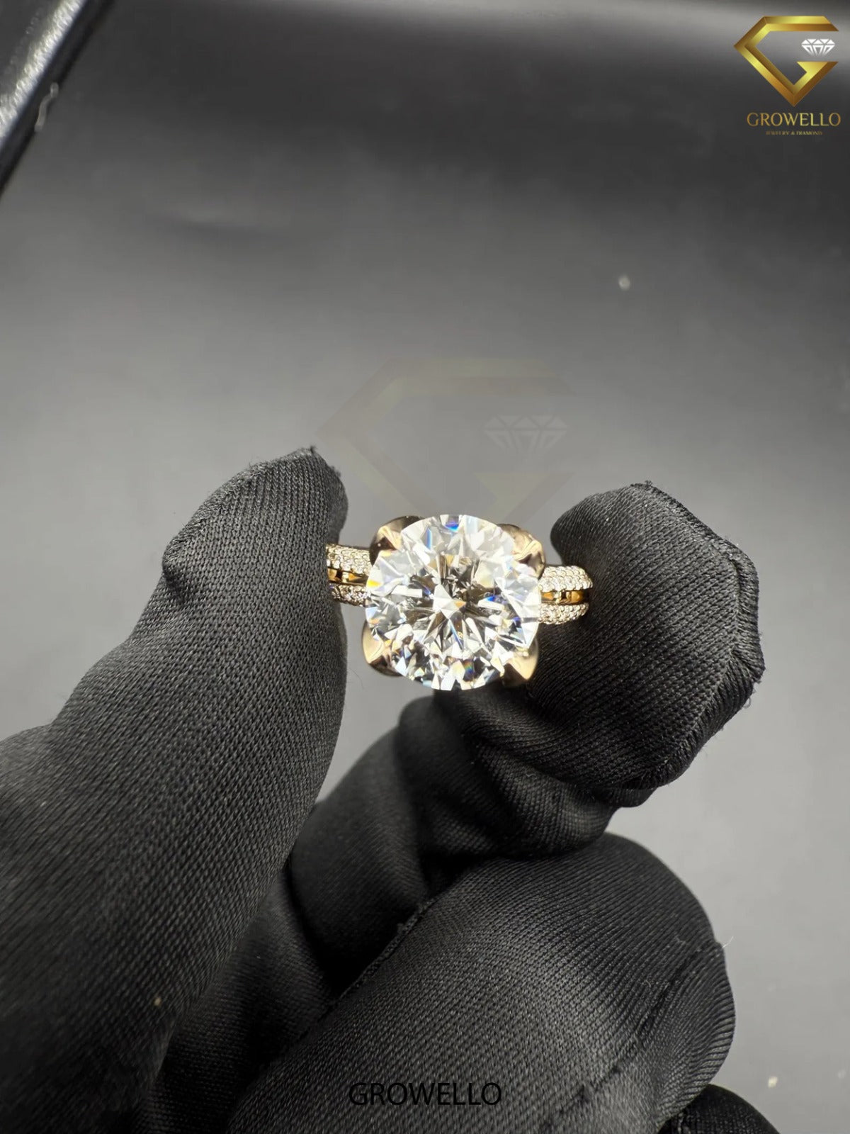 5 CT Round Diamond Hidden Halo Engagement Ring, Solid Gold, Lab Grown Diamond or Moissanite