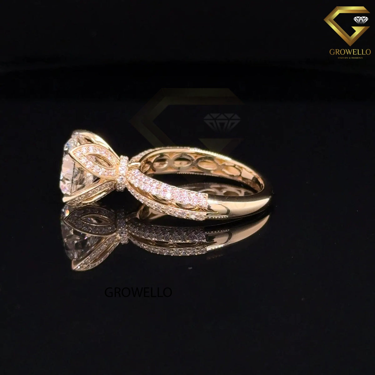5 CT Round Diamond Hidden Halo Engagement Ring, Solid Gold, Lab Grown Diamond or Moissanite