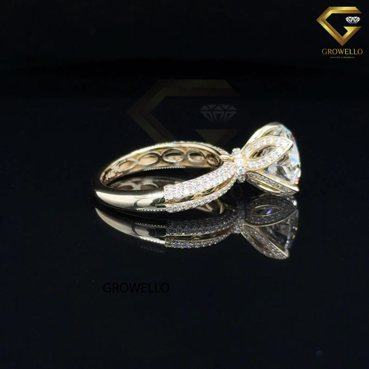5 CT Round Diamond Hidden Halo Engagement Ring, Solid Gold, Lab Grown Diamond or Moissanite