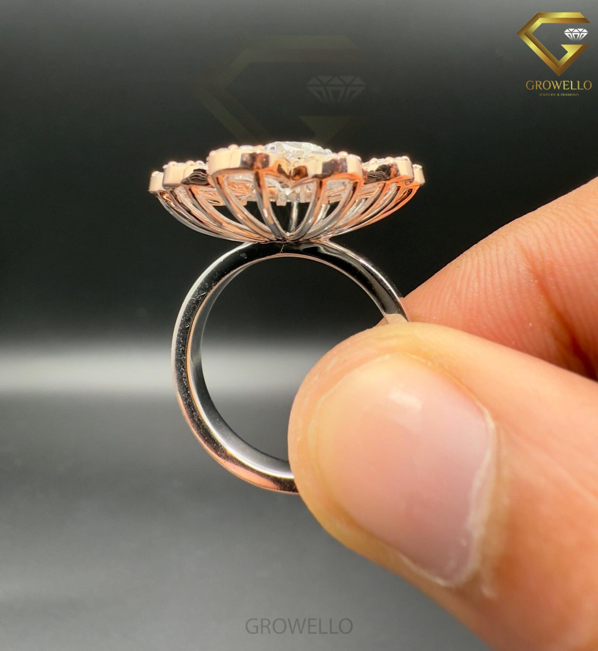2 CT Heart Diamond Halo Floral Cluster Engagement Ring, Solid Gold, Lab Grown Diamond or Moissanite