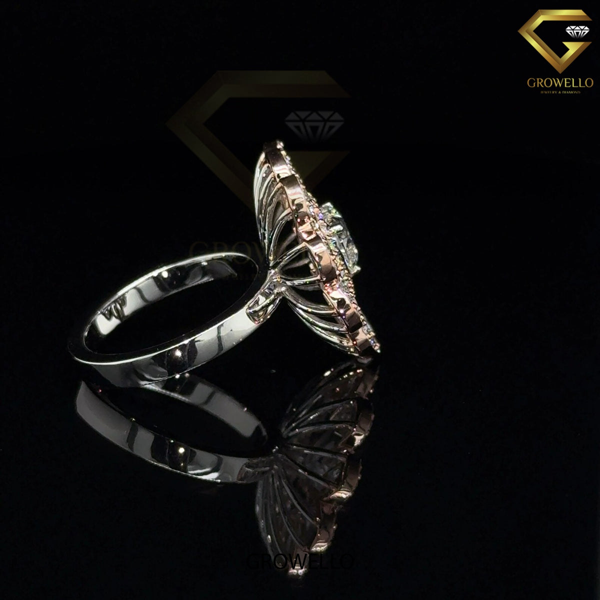 2 CT Heart Diamond Halo Floral Cluster Engagement Ring, Solid Gold, Lab Grown Diamond or Moissanite