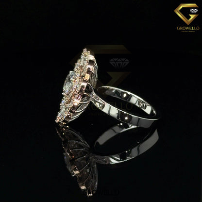 2 CT Heart Diamond Halo Floral Cluster Engagement Ring, Solid Gold, Lab Grown Diamond or Moissanite