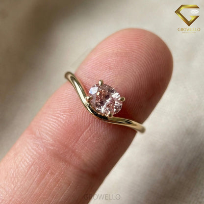1 CT Pink Oval Diamond Bypass Solitaire Engagement Ring, Solid Gold, Lab Grown Diamond or moissanite