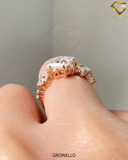 3.5 TCW Princess Cluster Ring, Claw-Prong, Solid Gold, Lab-Grown Diamond or Moissanite