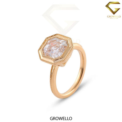 3 CT Ascher Octagon Bezel Ring • Art Deco • Migraines • Solid Gold • Lab Diamond or Moissanite