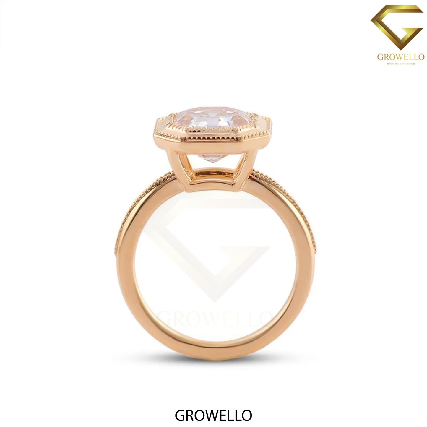 3 CT Ascher Octagon Bezel Ring • Art Deco • Migraines • Solid Gold • Lab Diamond or Moissanite