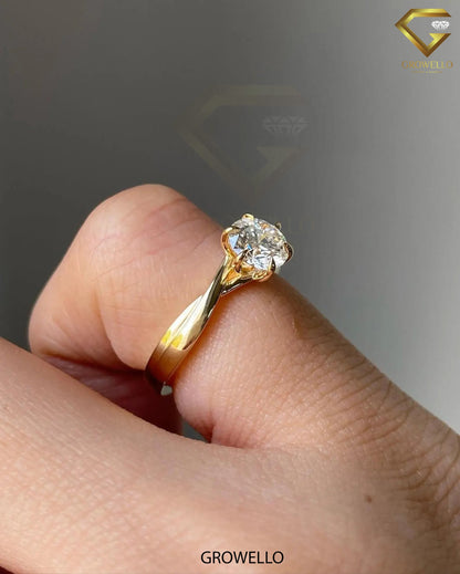 2 CT Round Solitaire Ring • Twist Cathedral Band • Solid Gold • Lab-Grown Diamond or Moissanite