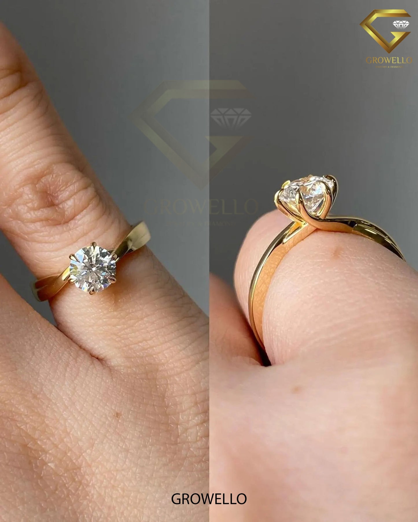 2 CT Round Solitaire Ring • Twist Cathedral Band • Solid Gold • Lab-Grown Diamond or Moissanite