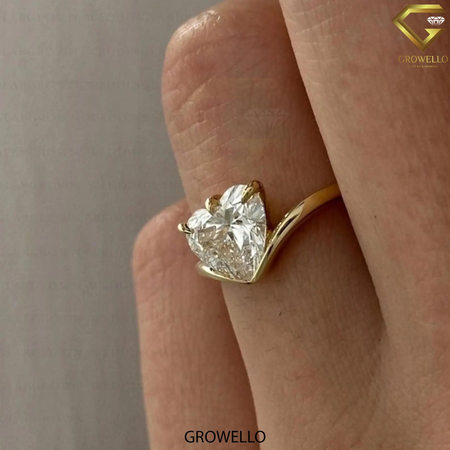 3 CT Heart Cut Solitaire Ring — Solid Gold Leaf Accent • Lab-Grown or Moissanite Diamond