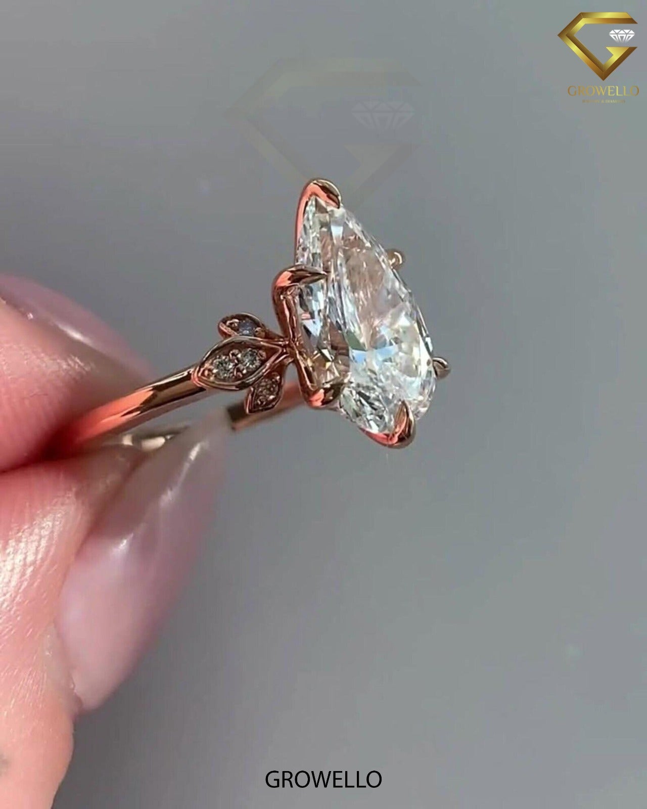 3 CT Vintage Pear Cluster Engagement Ring, Solid Gold, Lab-Grown Diamond or Moissanite