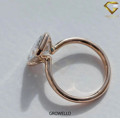 4 CT Emerald Half Bezel Engagement Ring • Solid Gold • Lab-Grown or Moissanite