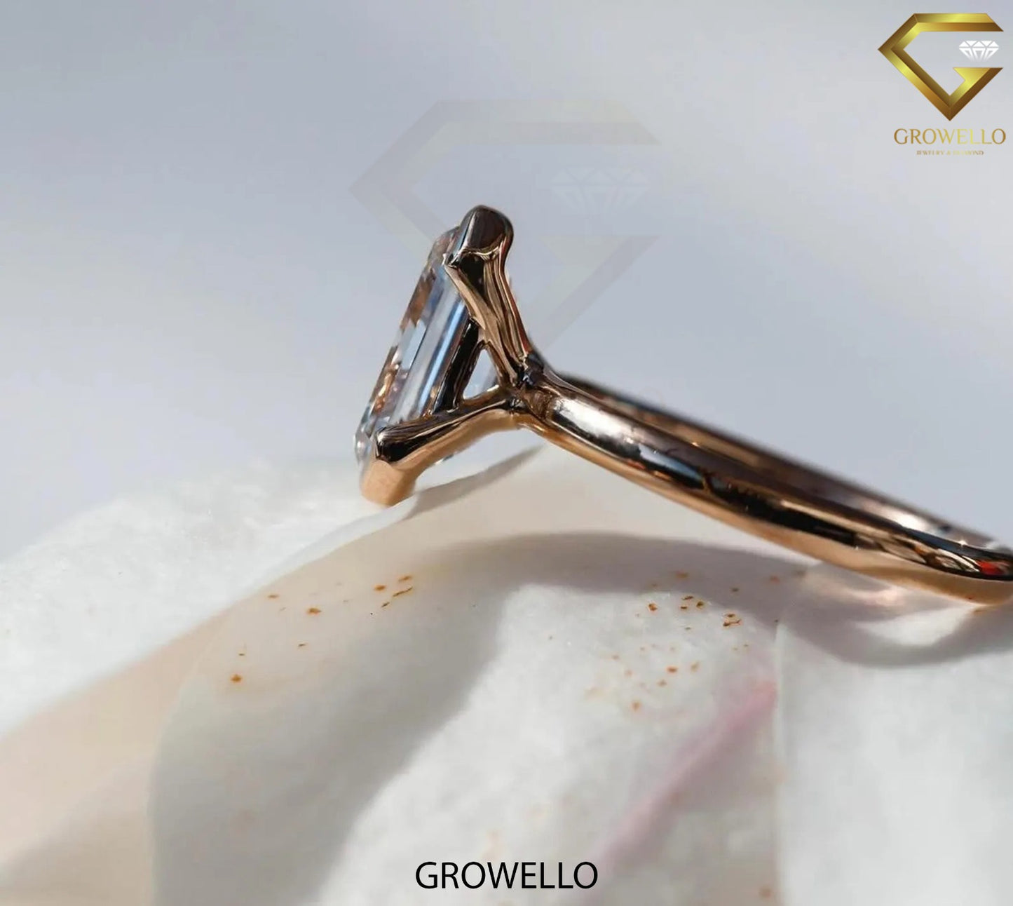 4 CT Emerald Half Bezel Engagement Ring • Solid Gold • Lab-Grown or Moissanite