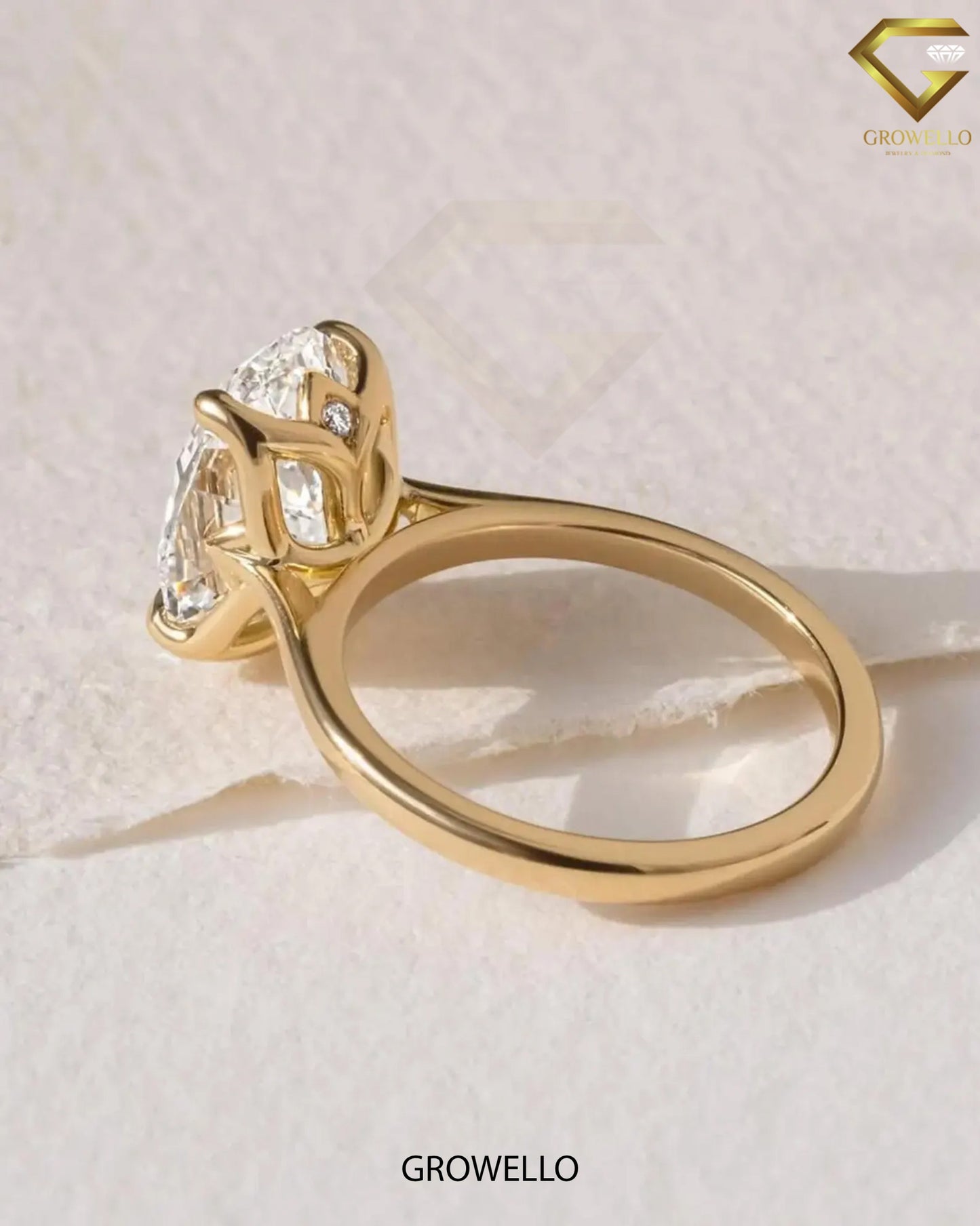 3 CT oval solitaire, talon-prong cathedral band, solid gold, lab-grown or moissanite