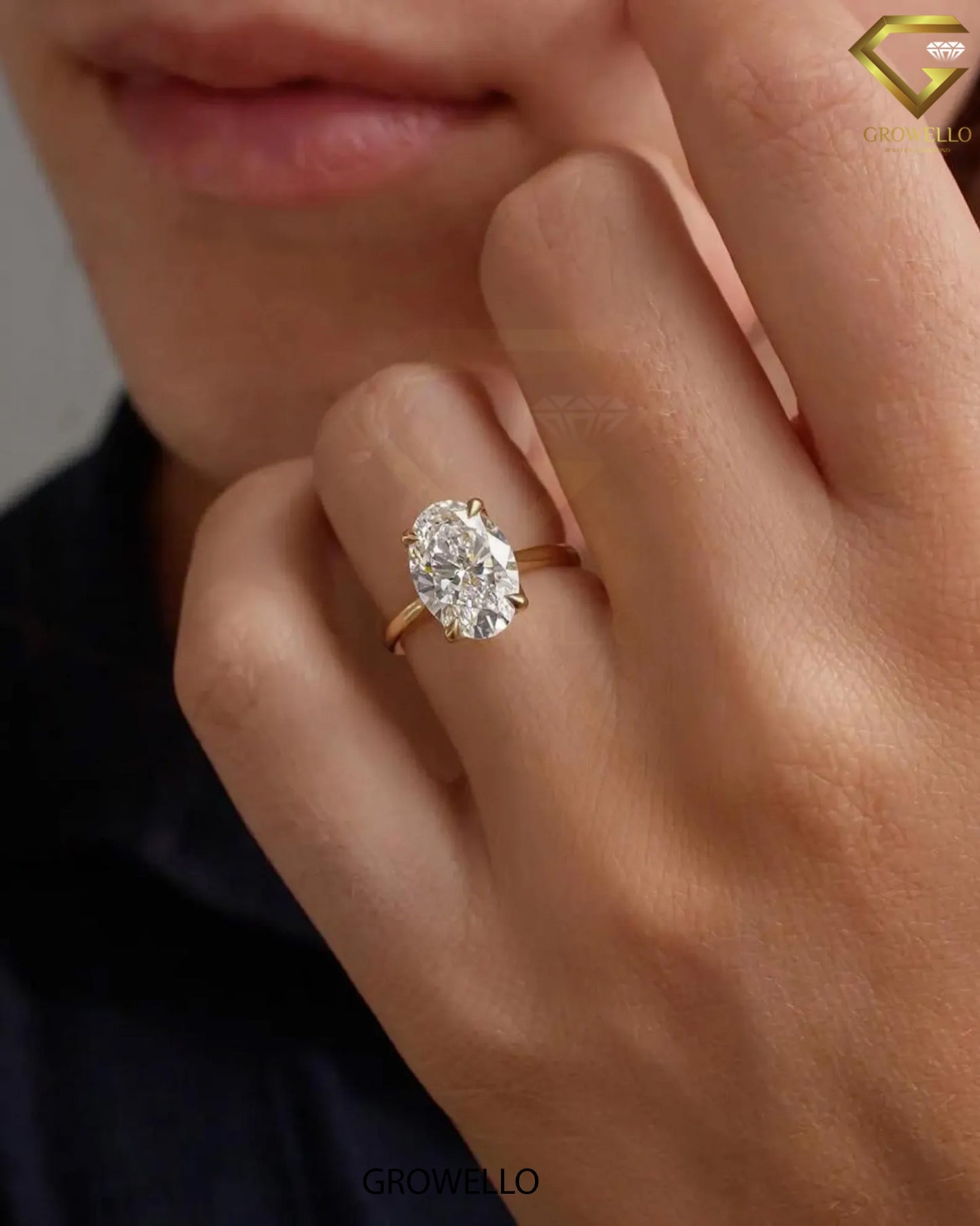 3 CT oval solitaire, talon-prong cathedral band, solid gold, lab-grown or moissanite