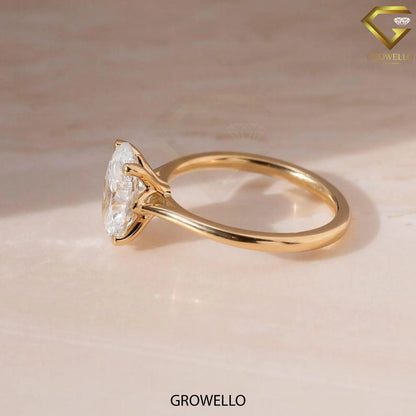 3 CT oval solitaire, lotus trellis cathedral band, solid gold, lab-grown or moissanite