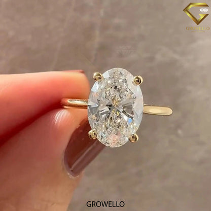 3 CT oval solitaire, lotus trellis cathedral band, solid gold, lab-grown or moissanite