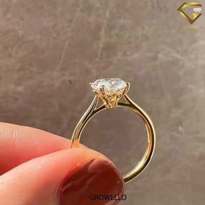 3 CT oval solitaire, lotus trellis cathedral band, solid gold, lab-grown or moissanite