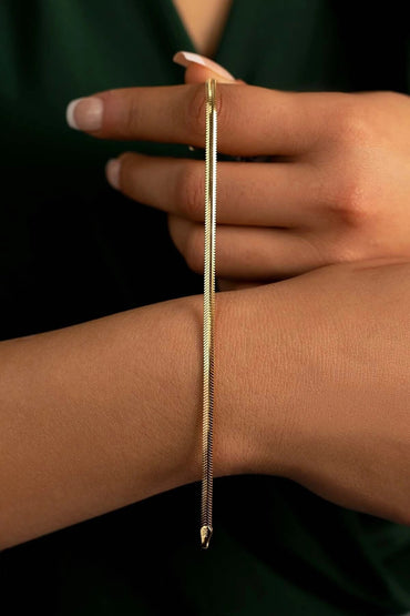 14k Solid Gold Snake Chain bracelet, Dainty Minimalist Snake Chain bracelet Gift, Snake Chain Necklace, Herringbone Chain Bracelet / Minimalist Jewelry / Gift For Her