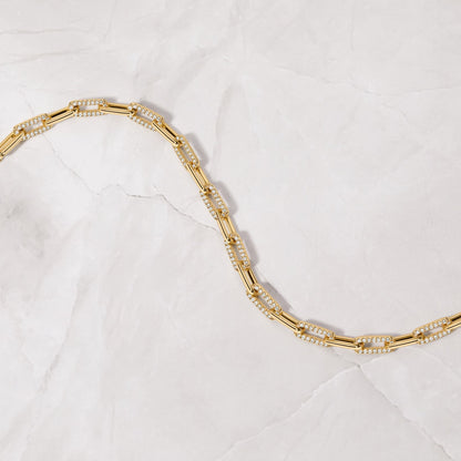 Paperclip Bracelet, Chain Bracelet, Moissanite & Lab Grown Diamond Bracelet, Gold Bracelet, Minimalist Bracelet, Dainty Bracelet, Gift for Her, Moissanite Bracelets