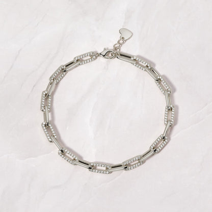 Paperclip Bracelet, Chain Bracelet, Moissanite & Lab Grown Diamond Bracelet, Gold Bracelet, Minimalist Bracelet, Dainty Bracelet, Gift for Her, Moissanite Bracelets