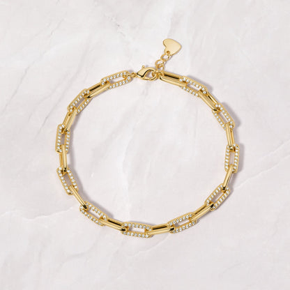Paperclip Bracelet, Chain Bracelet, Moissanite & Lab Grown Diamond Bracelet, Gold Bracelet, Minimalist Bracelet, Dainty Bracelet, Gift for Her, Moissanite Bracelets