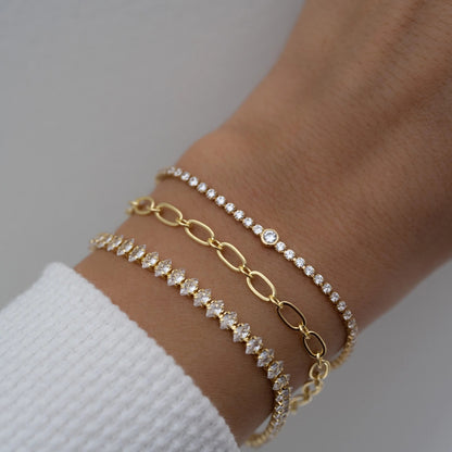 Marquise Moissanite Tennis Bracelet | 14K Solid Yellow Gold Diamonds Tennis Bracelet With Marquise Set Up | Elegant Tennis Bracelet | Unique Jewelry For Women