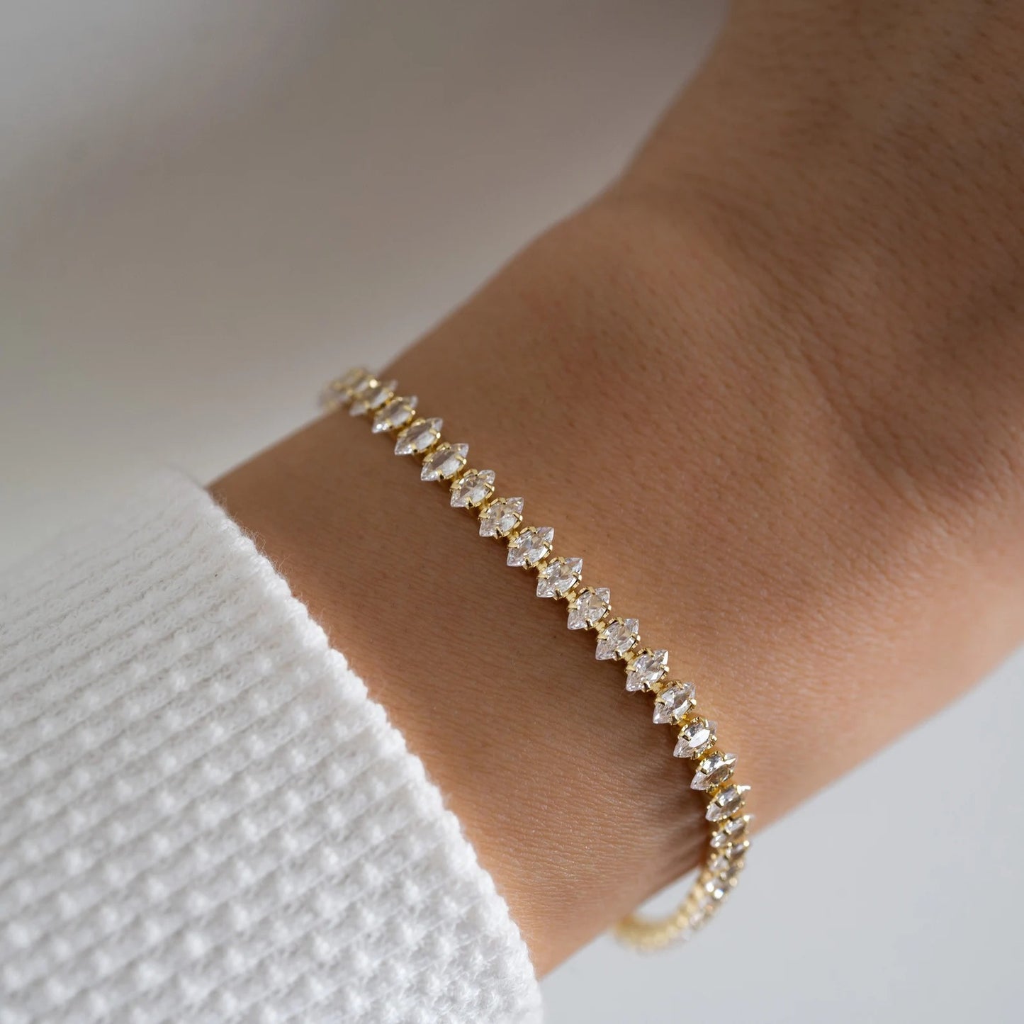 Marquise Moissanite Tennis Bracelet | 14K Solid Yellow Gold Diamonds Tennis Bracelet With Marquise Set Up | Elegant Tennis Bracelet | Unique Jewelry For Women