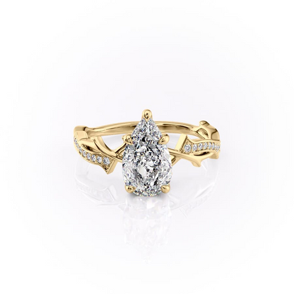 2 CT Pear Moissanite Engagement Ring Unique Shank Vintage Lab Grown Diamond Ring 14K Solid Gold Wedding Ring Unique Anniversary Gifts Her.