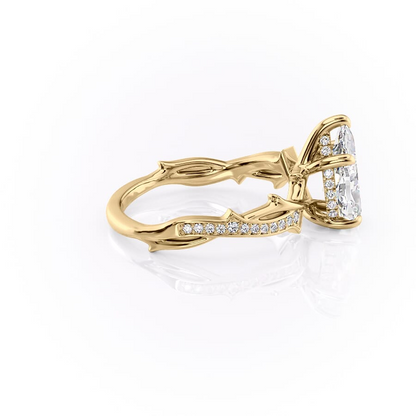 2 CT Pear Moissanite Engagement Ring Unique Shank Vintage Lab Grown Diamond Ring 14K Solid Gold Wedding Ring Unique Anniversary Gifts Her.