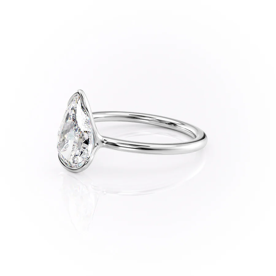 2.5 CT Pear Moissanite Engagement Ring Unique Half Bezel Set Lab Grown Diamond Wedding Ring 14K Solid Gold Solitaire Pear Anniversary Ring.