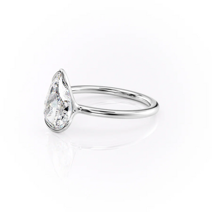 2.5 CT Pear Moissanite Engagement Ring Unique Half Bezel Set Lab Grown Diamond Wedding Ring 14K Solid Gold Solitaire Pear Anniversary Ring.