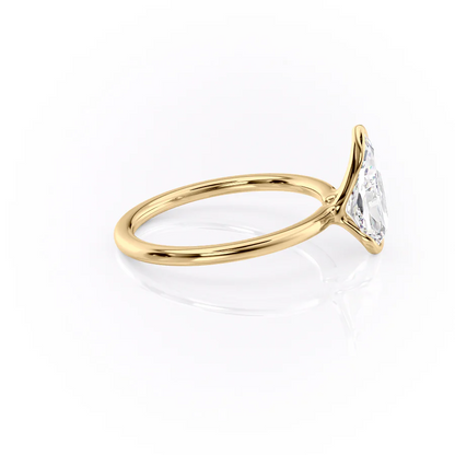 2.5 CT Pear Moissanite Engagement Ring Unique Half Bezel Set Lab Grown Diamond Wedding Ring 14K Solid Gold Solitaire Pear Anniversary Ring.