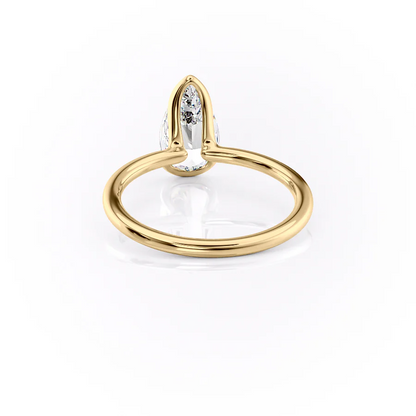2.5 CT Pear Moissanite Engagement Ring Unique Half Bezel Set Lab Grown Diamond Wedding Ring 14K Solid Gold Solitaire Pear Anniversary Ring.
