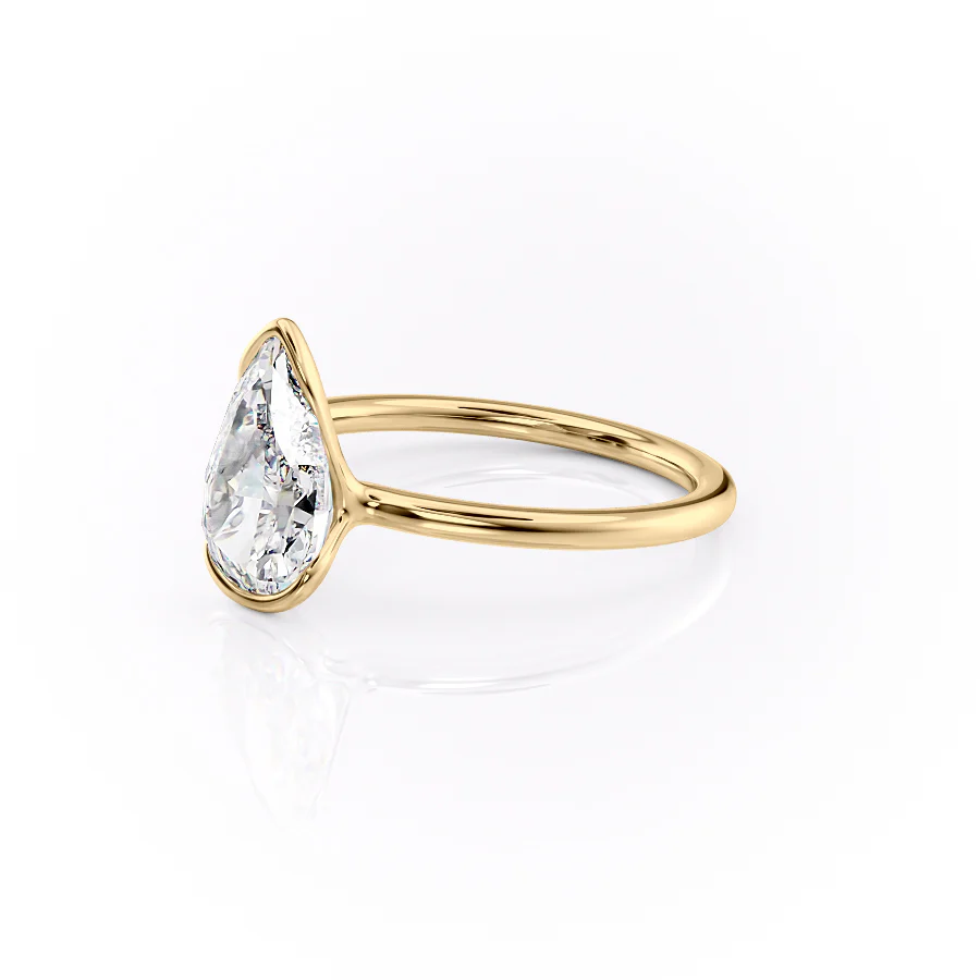 2.5 CT Pear Moissanite Engagement Ring Unique Half Bezel Set Lab Grown Diamond Wedding Ring 14K Solid Gold Solitaire Pear Anniversary Ring.