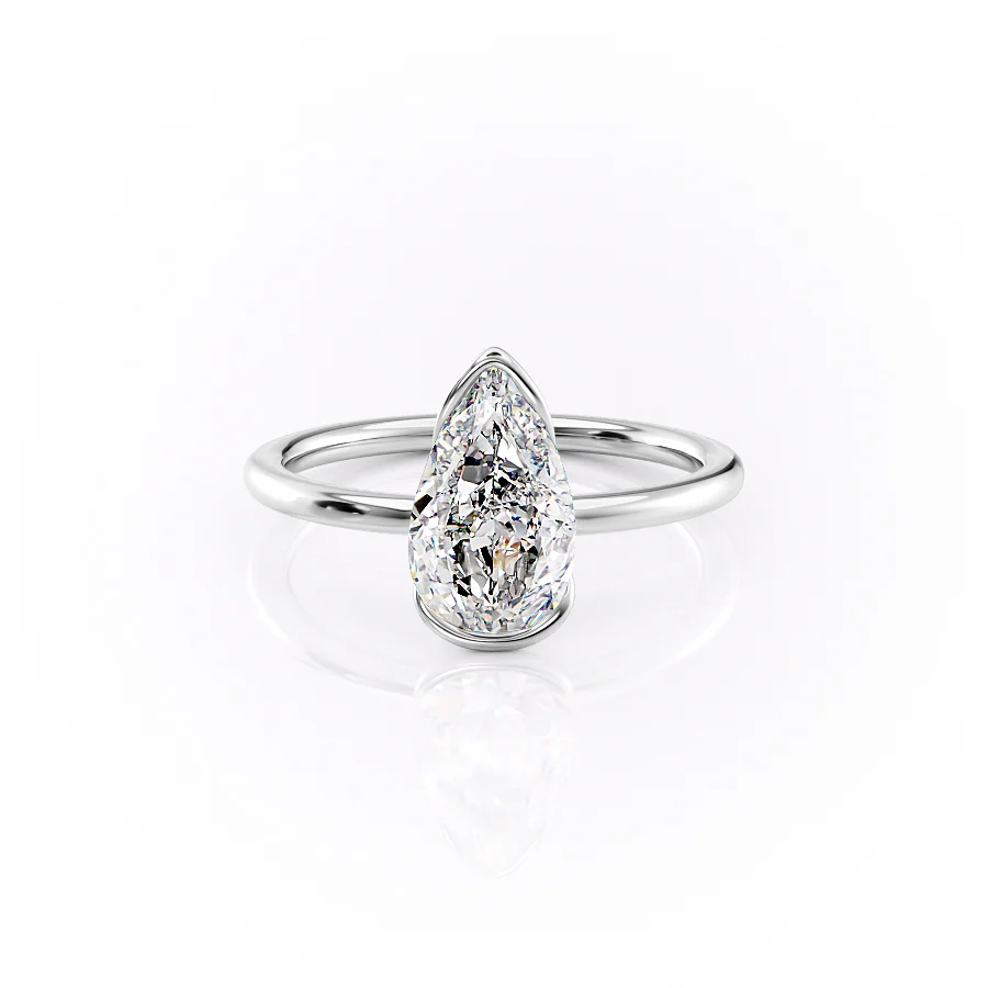 2.5 CT Pear Moissanite Engagement Ring Unique Half Bezel Set Lab Grown Diamond Wedding Ring 14K Solid Gold Solitaire Pear Anniversary Ring.