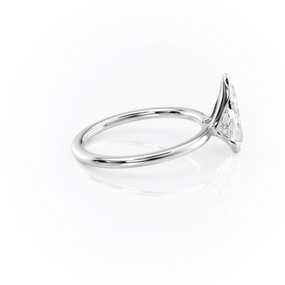 2.5 CT Pear Moissanite Engagement Ring Unique Half Bezel Set Lab Grown Diamond Wedding Ring 14K Solid Gold Solitaire Pear Anniversary Ring.