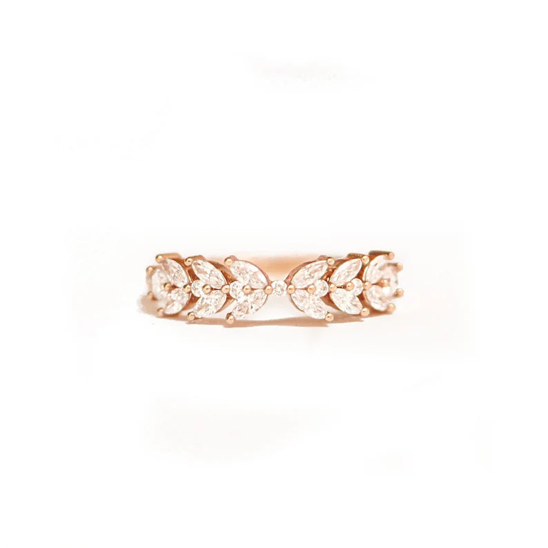 1.15 TW Marquise Cut Lab Grown Diamond Band Round Side Stone 14K Solid Gold Moissanite Wedding Band For Women Matching Anniversary Band.