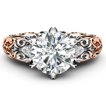 1.5 CT Round Cut Moissanite Engagement Ring Vintage Round Cut Two Tone Lab Grown Diamond Ring 14K Solid Gold Anniversary Ring Gifts For Her.