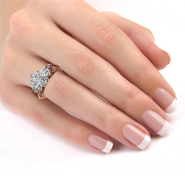 1.5 CT Round Cut Moissanite Engagement Ring Vintage Round Cut Two Tone Lab Grown Diamond Ring 14K Solid Gold Anniversary Ring Gifts For Her.