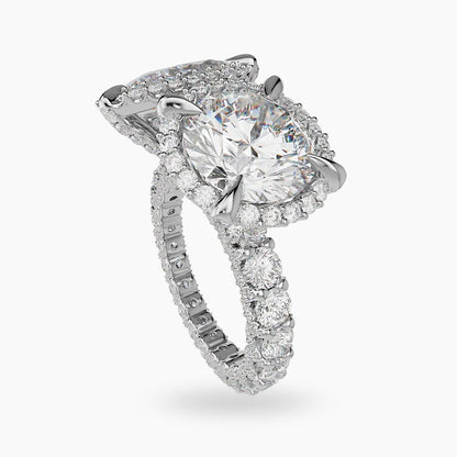 Unique Toi Et Moi Ring Oval & Pear Cut Art Deco Open Gap Two Stone Ring 14K Solid Gold Halo Ring Lab Grown Diamond Vintage Anniversary Ring.