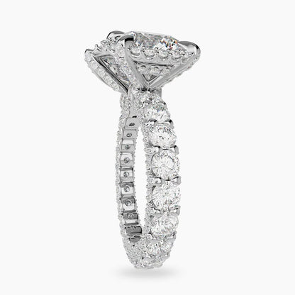 Unique Toi Et Moi Ring Oval & Pear Cut Art Deco Open Gap Two Stone Ring 14K Solid Gold Halo Ring Lab Grown Diamond Vintage Anniversary Ring.
