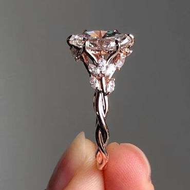 Floral Marquise Cut Moissanite Engagement Ring Vintage 14K Gold Moissanite Diamond Wedding Ring Nature Inspire Ring Anniversary Gifts For Her