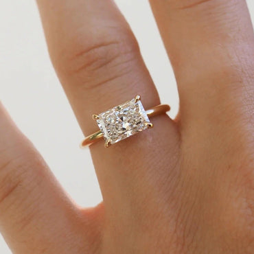 East West 2 CT Radiant Cut Moissanite Engagement Ring, 14KSolid Gold Lab Grown Diamond Wedding Ring, Anniversary Ring Radiant Diamond Ring.