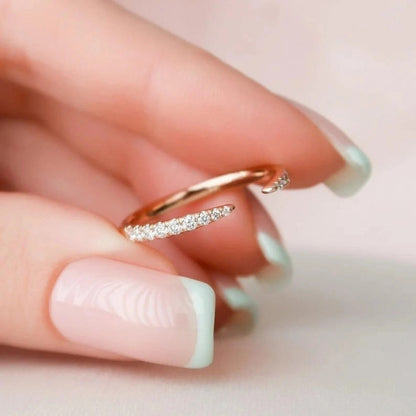 Pave Diamond Open Cuff Claw Moissanite Diamond Ring Unique Open Wedding Band Ring Open Gap Lab Grown Diamond Minimalist Engagement Ring.