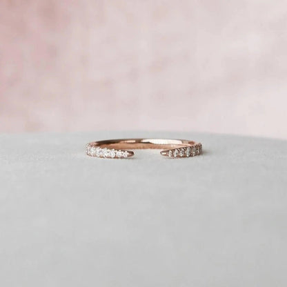 Pave Diamond Open Cuff Claw Moissanite Diamond Ring Unique Open Wedding Band Ring Open Gap Lab Grown Diamond Minimalist Engagement Ring.
