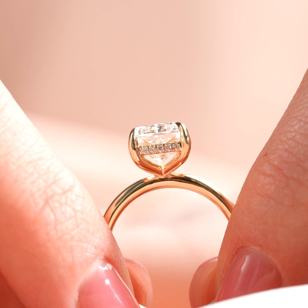 3.5 CT Radiant Cut Solitaire Moissanite Engagement Ring Hidden Halo Lab Grown Diamond Ring 14K Solid Gold Radiant Cut Ring Anniversary Rings