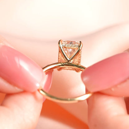 3.5 CT Radiant Cut Solitaire Moissanite Engagement Ring Hidden Halo Lab Grown Diamond Ring 14K Solid Gold Radiant Cut Ring Anniversary Rings