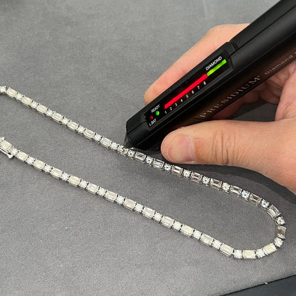 Fancy Round & Emerald Cut Moissanite Tennis Chain, Tennis necklace, Iced Out Chain, Anniversary Gift For Him Or Her