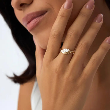 Unique Engagement Ring 1 CT Marquise Moissanite Ring 14K Solid Gold Marquise Cut Lab Grown Diamond Ring Solitaire Lab Diamond Wedding Ring.